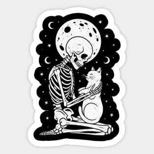 Skeleton & Cat Love Sticker